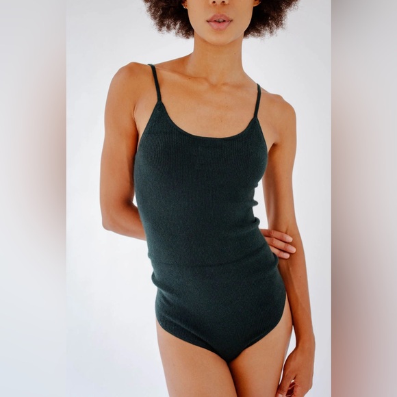 Sister Katie Anne Hathaway Forest Green Cashmere Yak Bodysuit - Picture 2 of 10